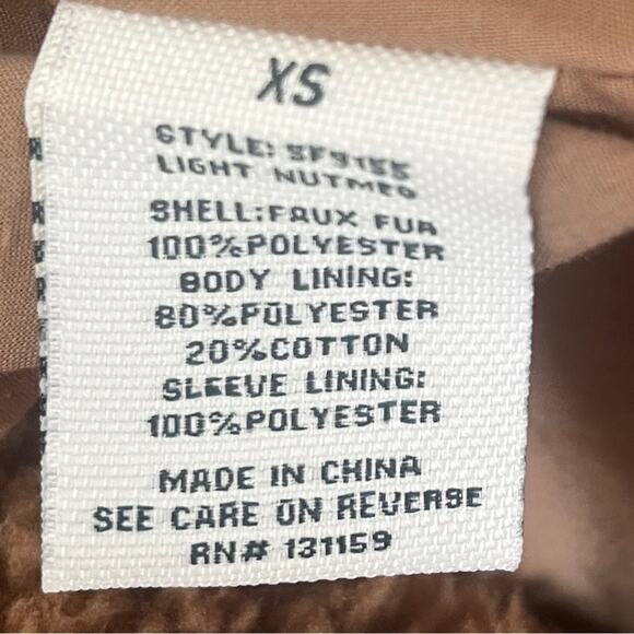 Sebby Light Nutmeg Teddy Bear faux fur lined coat size xs - Picture 8 of 10